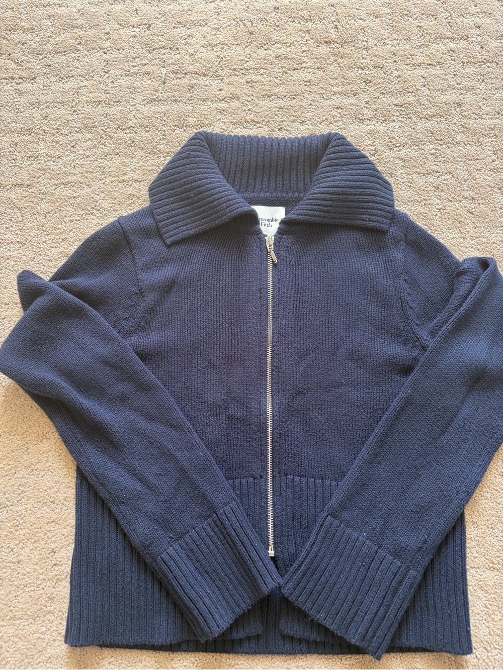 Abercrombie & Fitch Navy Zip-Front Women's Sweater Cardigan